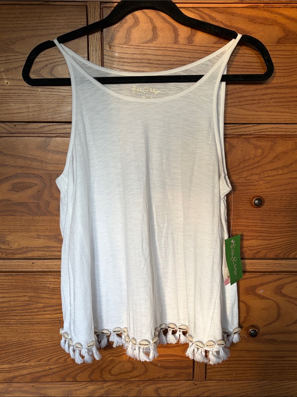 Lilly Pulitzer White Tassel Hem Tank